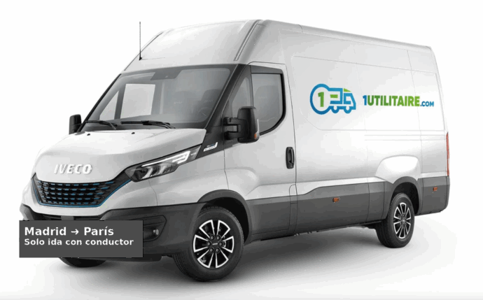 Madrid ➜ París – Mudanza solo ida con conductor profesional | 1Utilitaire.com Furgoneta de transporte de Madrid a París con conductor incluido en trayecto solo ida