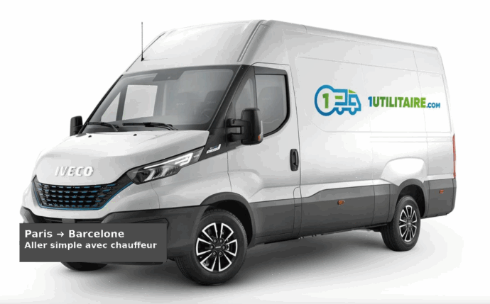 Camionnette ou utilitaire 1Utilitaire.com pour déménagement de Paris à Barcelone avec chauffeur en aller simple